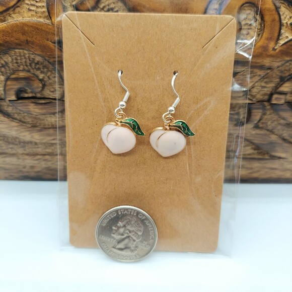 Peach Earrings Y2K Cottage Spring Boho Tropical - Picture 2 of 2